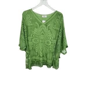 Sapphire blouse womens 2x kaftan butterfly sleeve embroidered crochet lace boho